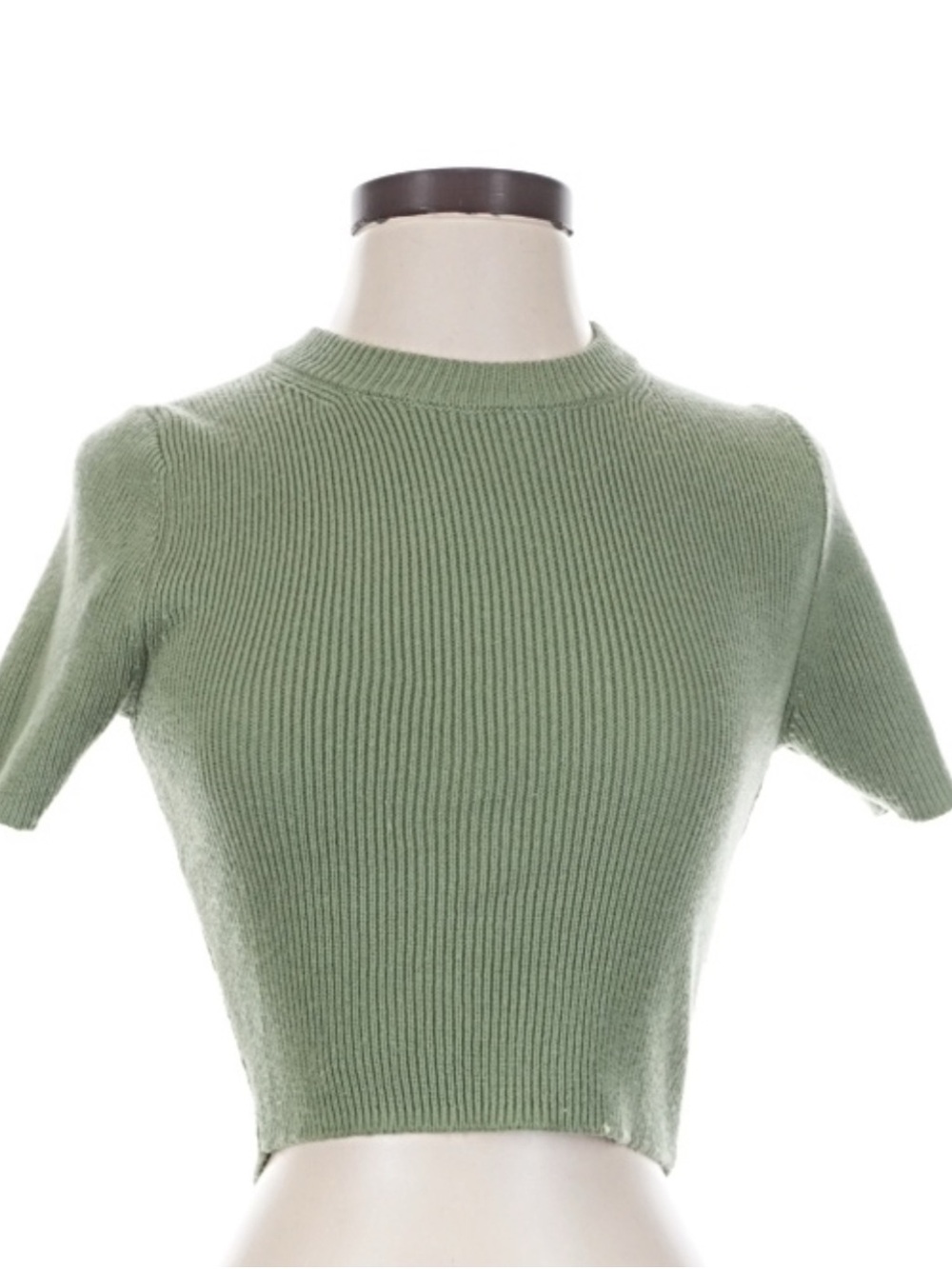 Zara Ribbed Crew Neck Sweater in Green Size Medium
